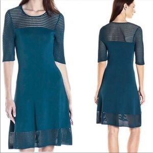 Nanette Lenore Open Ladder Cut Out Knit Ocean Teal Dress size Small